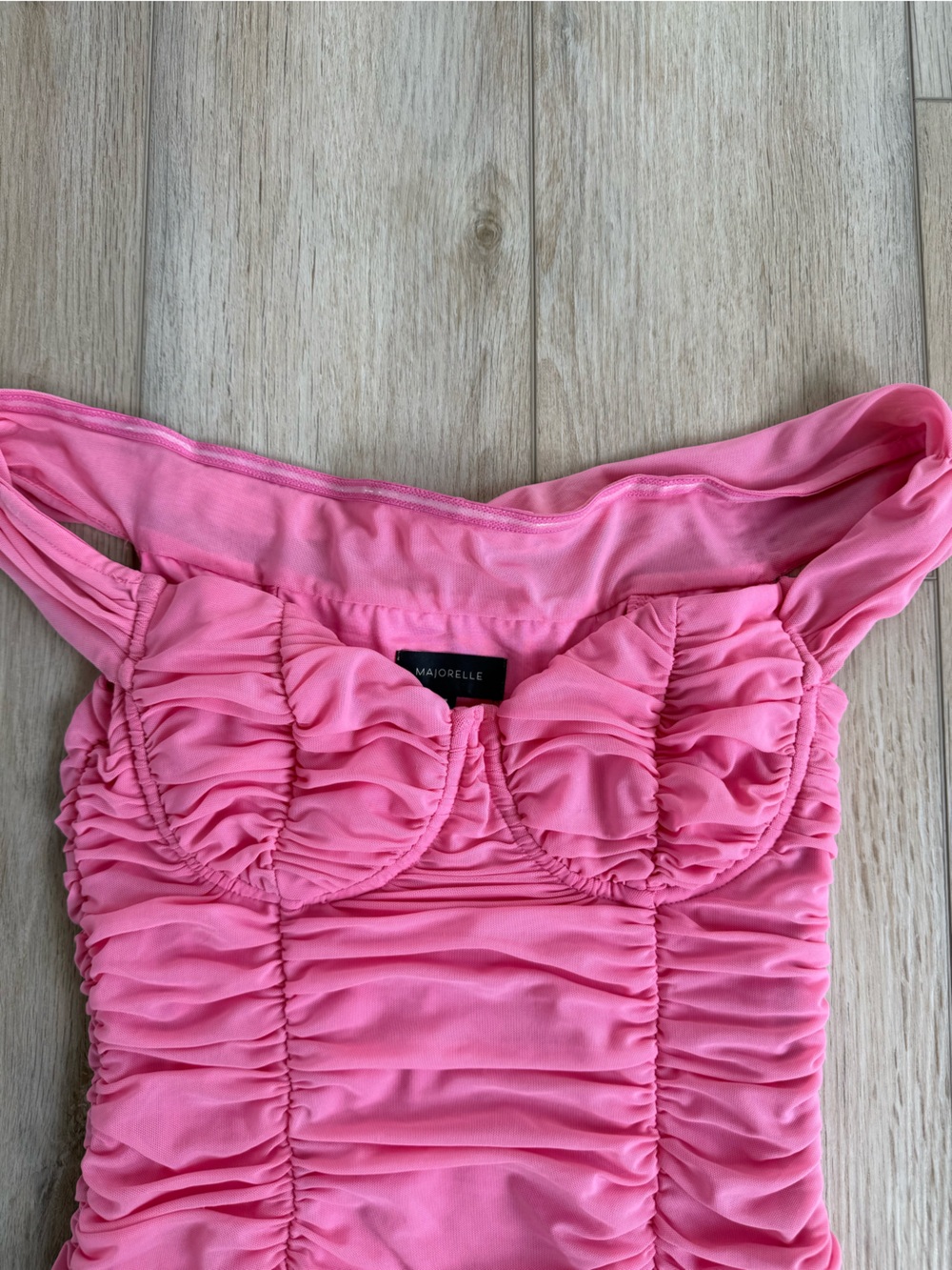 Pink Ruched Midi Dress - Picture 3 of 5